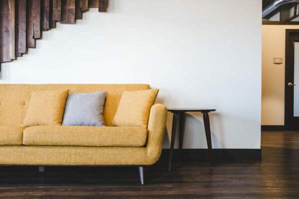 A brown couch.