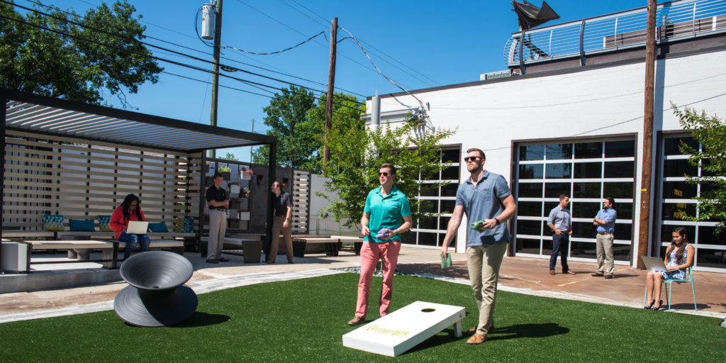 Center 615 is the type of coworking space with outdoor areas and community events.